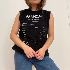 ✨Black F21 French Receipt Muscle T-Shirt✨